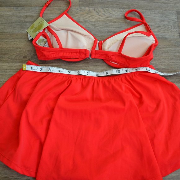 NWT Islander Retro Red Pin-up Bustier Swim Skort Bikini Matching Set Size 12 - Picture 6 of 7